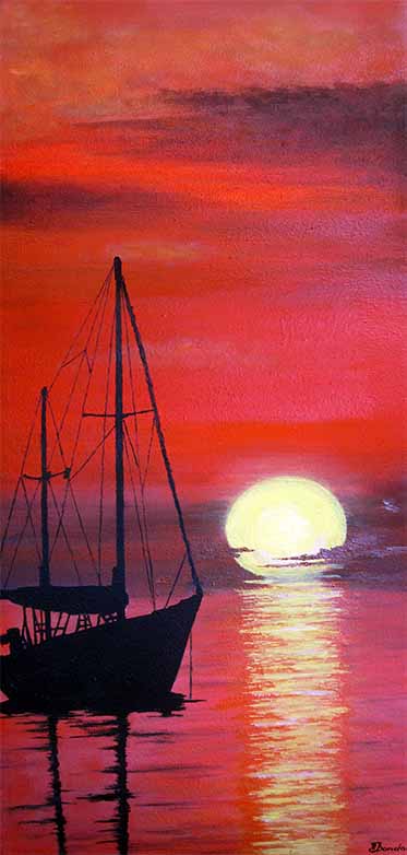 Sunset Sailboat - Elena Bondar